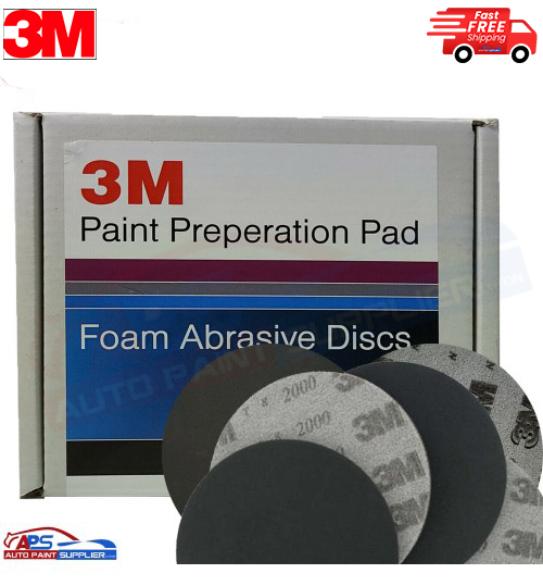 3M 150MM 6" P2000 GRIT HOOK N LOOP FOAM FINE FINISHING DISCS PAD